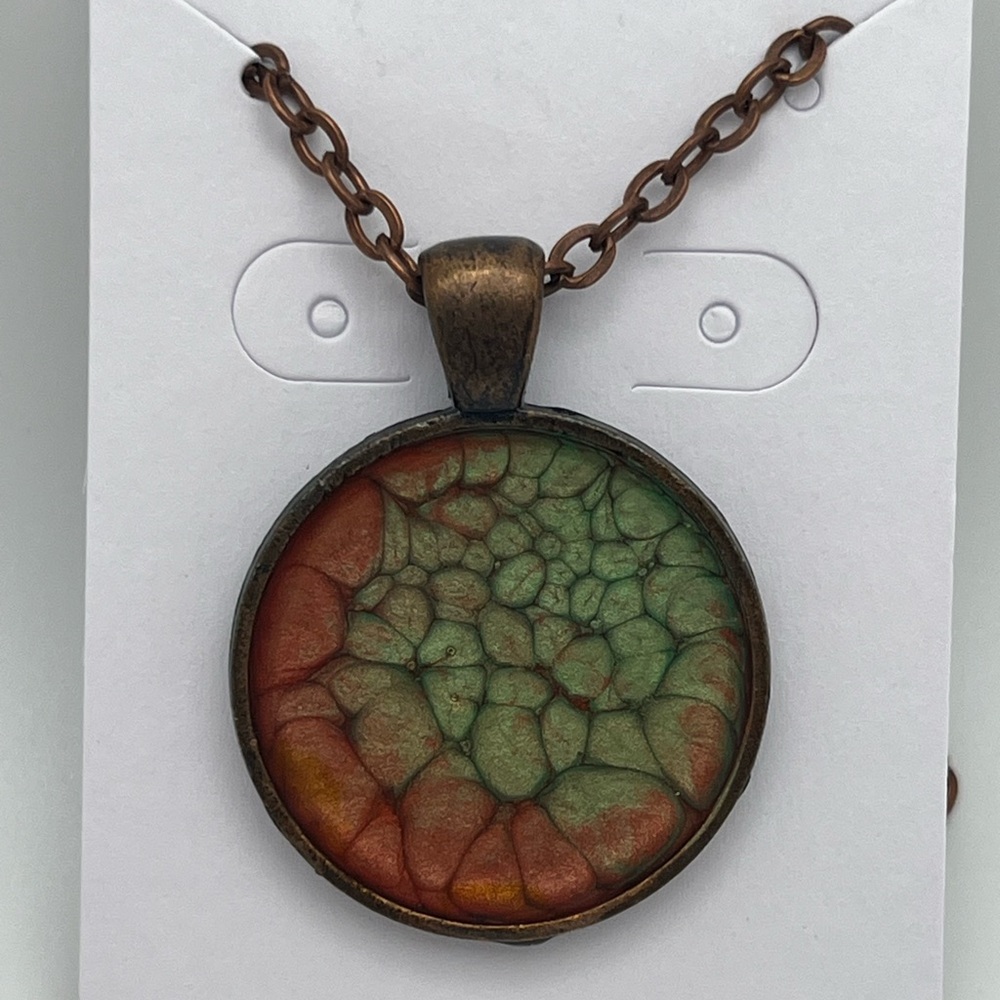 Red and Green Abstract Pendant Necklace